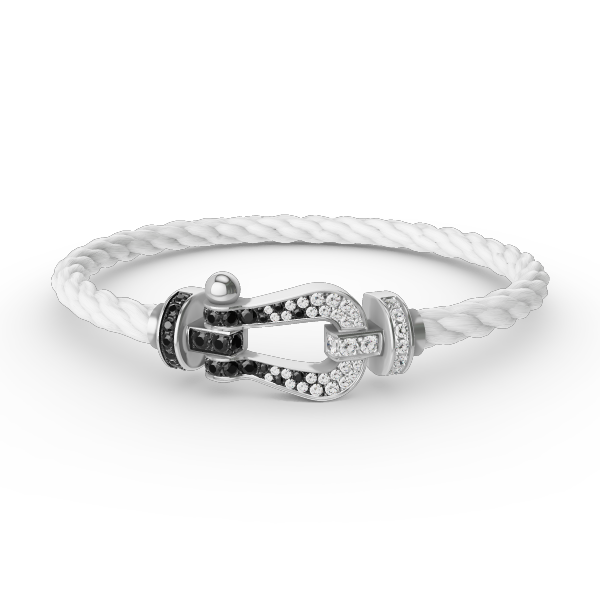 [Aurelle Style]FORCE LARGE HORSESHOE BLACK WHITE DIAMOND BRACELET SILVER