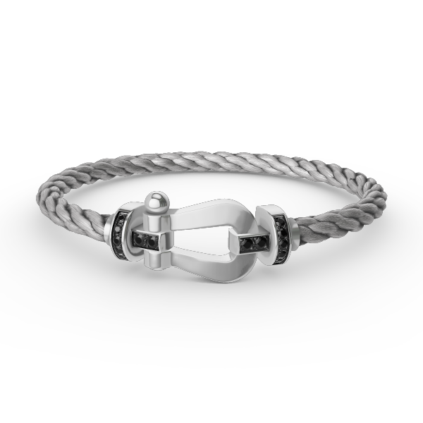 [Aurelle Style]FORCE LARGE HORSESHOE BLACK DIAMOND BRACELET SILVER