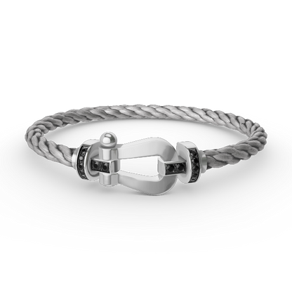 [Aurelle Style]FORCE LARGE HORSESHOE BLACK DIAMOND BRACELET SILVER
