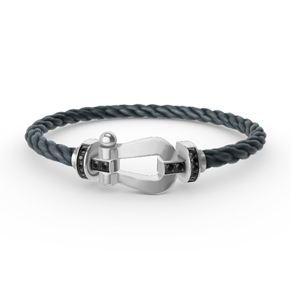 [Aurelle Style]FORCE LARGE HORSESHOE BLACK DIAMOND BRACELET SILVER