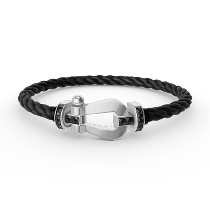 [Aurelle Style]FORCE LARGE HORSESHOE BLACK DIAMOND BRACELET SILVER