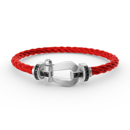 [Aurelle Style]FORCE LARGE HORSESHOE BLACK DIAMOND BRACELET SILVER