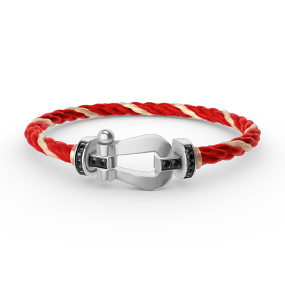 [Aurelle Style]FORCE LARGE HORSESHOE BLACK DIAMOND BRACELET SILVER