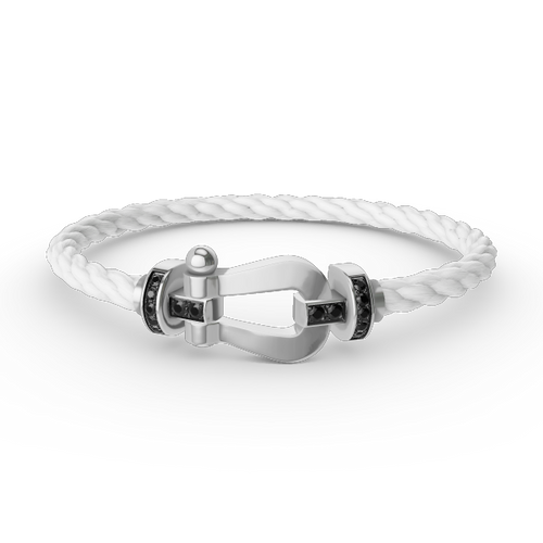 [Aurelle Style]FORCE LARGE HORSESHOE BLACK DIAMOND BRACELET SILVER
