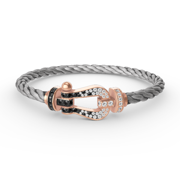 [Aurelle Style]FORCE LARGE HORSESHOE BLACK WHITE DIAMOND BRACELET ROSE GOLD