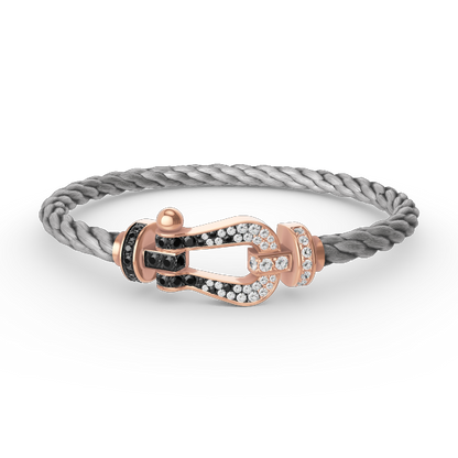 [Aurelle Style]FORCE LARGE HORSESHOE BLACK WHITE DIAMOND BRACELET ROSE GOLD