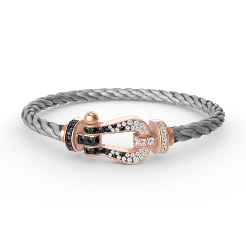 [Aurelle Style]FORCE LARGE HORSESHOE BLACK WHITE DIAMOND BRACELET ROSE GOLD