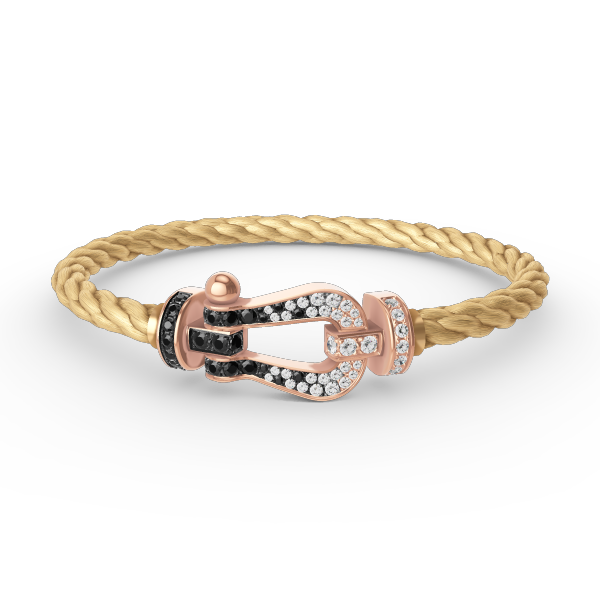 [Aurelle Style]FORCE LARGE HORSESHOE BLACK WHITE DIAMOND BRACELET ROSE GOLD