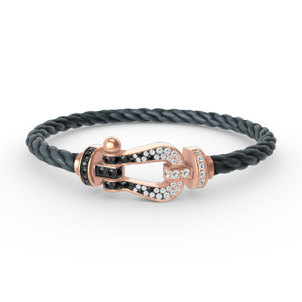 [Aurelle Style]FORCE LARGE HORSESHOE BLACK WHITE DIAMOND BRACELET ROSE GOLD
