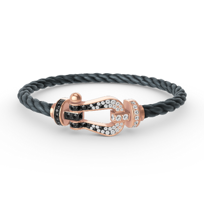 [Aurelle Style]FORCE LARGE HORSESHOE BLACK WHITE DIAMOND BRACELET ROSE GOLD