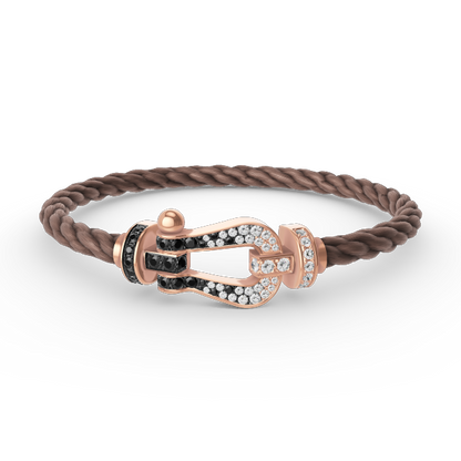[Aurelle Style]FORCE LARGE HORSESHOE BLACK WHITE DIAMOND BRACELET ROSE GOLD