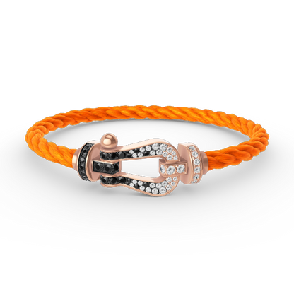 [Aurelle Style]FORCE LARGE HORSESHOE BLACK WHITE DIAMOND BRACELET ROSE GOLD