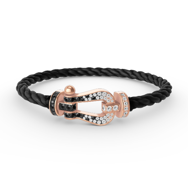 [Aurelle Style]FORCE LARGE HORSESHOE BLACK WHITE DIAMOND BRACELET ROSE GOLD