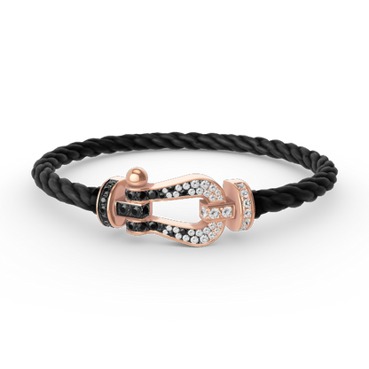 [Aurelle Style]FORCE LARGE HORSESHOE BLACK WHITE DIAMOND BRACELET ROSE GOLD