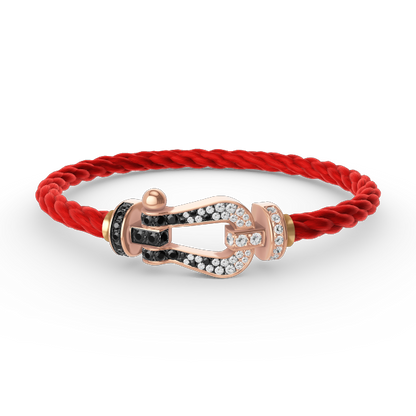 [Aurelle Style]FORCE LARGE HORSESHOE BLACK WHITE DIAMOND BRACELET ROSE GOLD