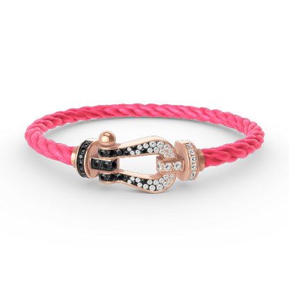 [Aurelle Style]FORCE LARGE HORSESHOE BLACK WHITE DIAMOND BRACELET ROSE GOLD