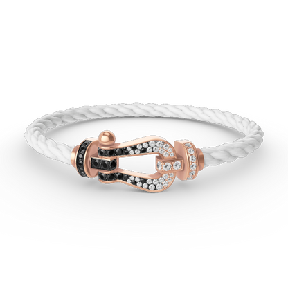 [Aurelle Style]FORCE LARGE HORSESHOE BLACK WHITE DIAMOND BRACELET ROSE GOLD