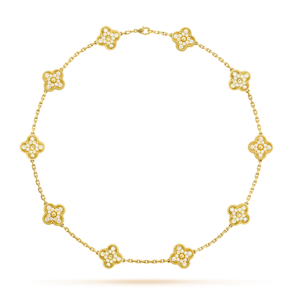 [Aurelle Style]CLOVER 10 MOTIFS DIAMOND NECKLACE