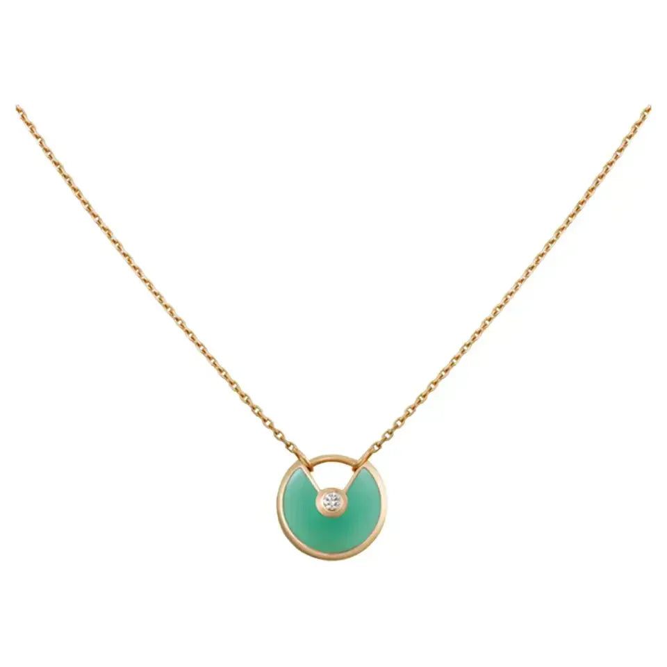 [Aurelle Style]AMULETTE GOLD MALACHITE NECKLACE