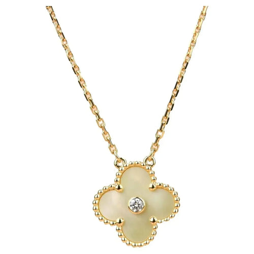 [Aurelle Style]CLOVER 15MM DIAMOND GOLD MOTHER OF PEARL NECKLACE
