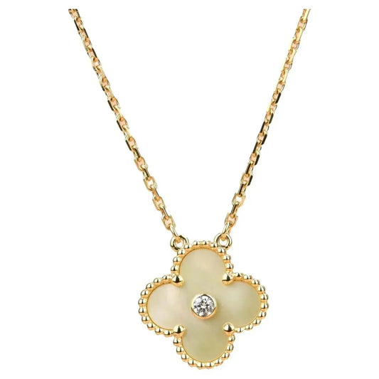 [Aurelle Style]CLOVER 15MM DIAMOND GOLD MOTHER OF PEARL NECKLACE