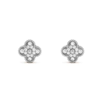 [Aurelle Style]CLOVER 1 MOTIFS DIAMOND STUD EARRINGS SILVER