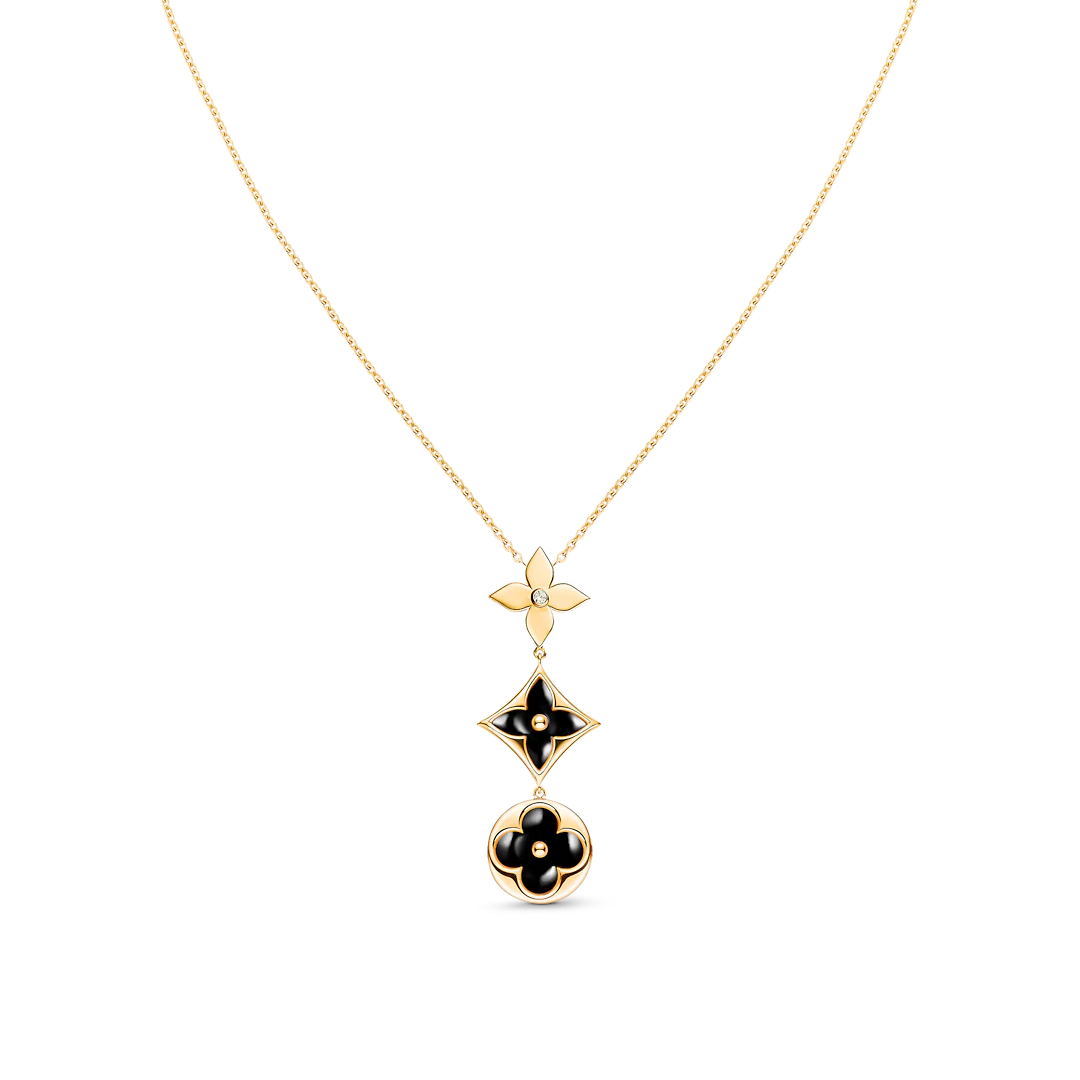 [Aurelle Style]STAR AND SUN ONYX PINK GOLD NECKLACE