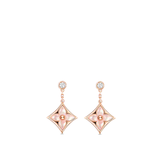 [Aurelle Style]DOUBLE STAR PINK GOLD MOP DROP EARRINGS