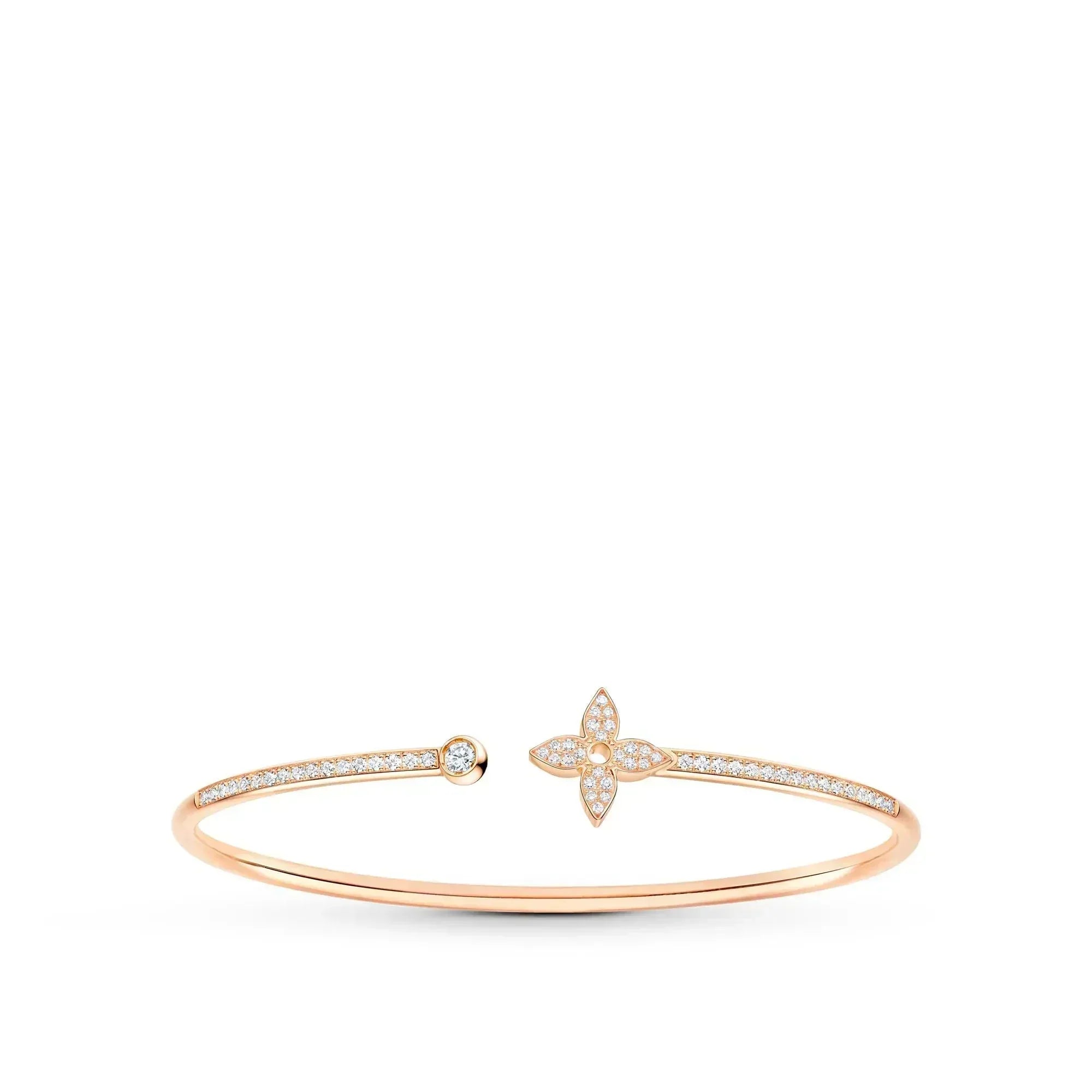[Aurelle Style]IDYLLE PINK GOLD OPEN BRACELET DIAMOND PAVED