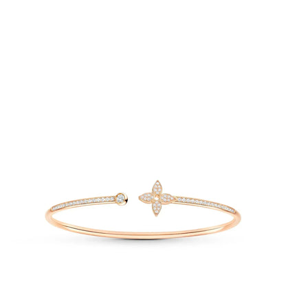 [Aurelle Style]IDYLLE PINK GOLD OPEN BRACELET DIAMOND PAVED