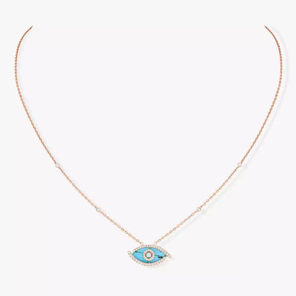 [Aurelle Style]Lucky Eye Diamond Necklace in Rose Gold and Turquoise