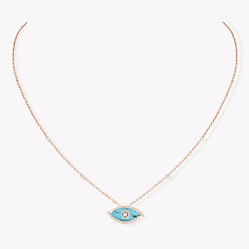 [Aurelle Style]Lucky Eye Diamond Necklace in Rose Gold and Turquoise