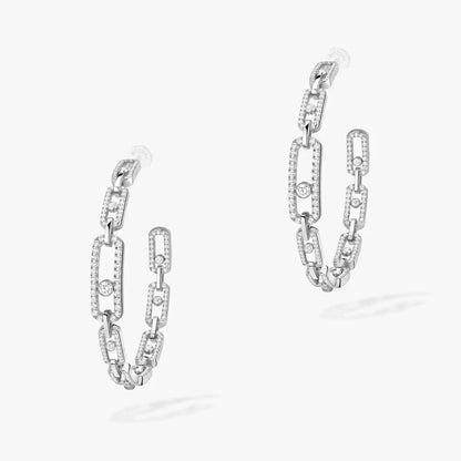 [Aurelle Style]Move Link Diamond Hoop Earrings
