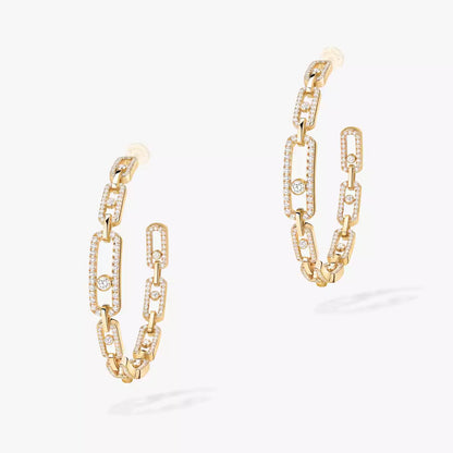 [Aurelle Style]Move Link Diamond Hoop Earrings