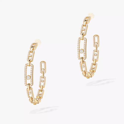 [Aurelle Style]Move Link Diamond Hoop Earrings