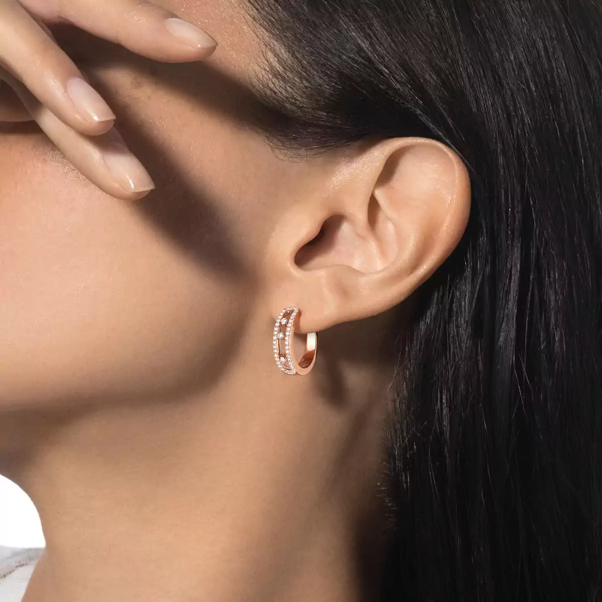 [Aurelle Style]Diamond Pave_ Hoop Earrings Move