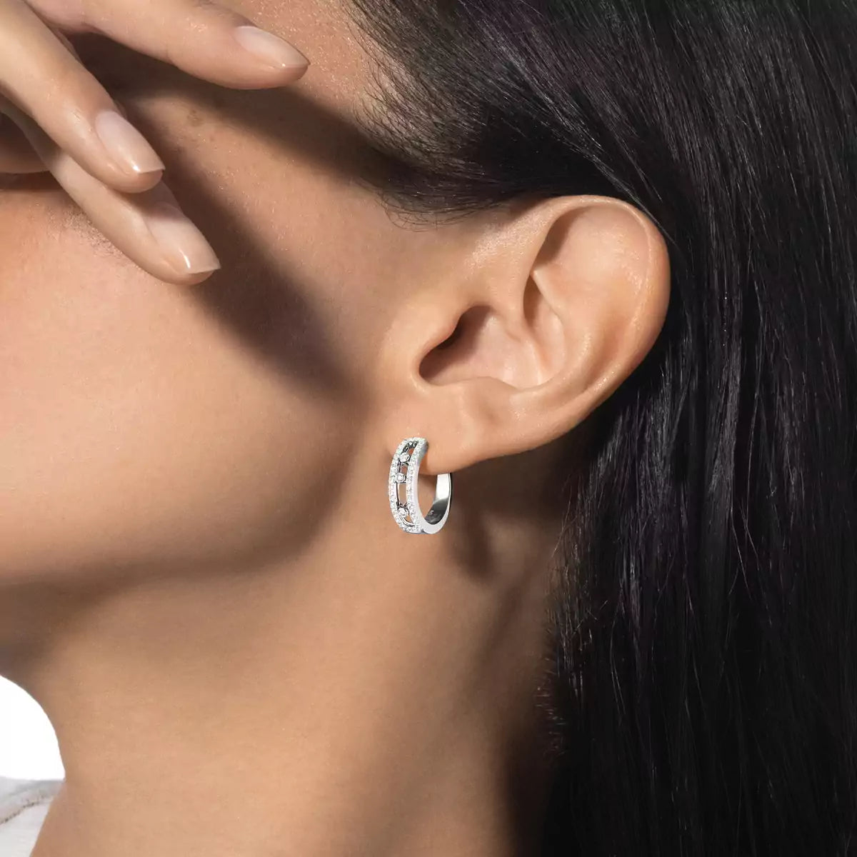 [Aurelle Style]Diamond Pave_ Hoop Earrings Move