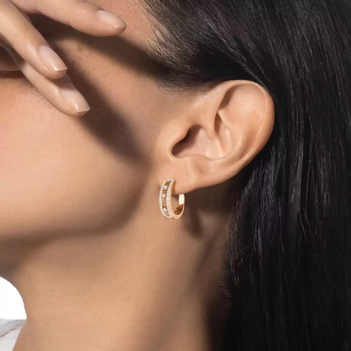 [Aurelle Style]Diamond Pave_ Hoop Earrings Move