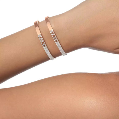 [Aurelle Style]Move Noa Rose Gold Pavé Diamond Bangle Bracelet