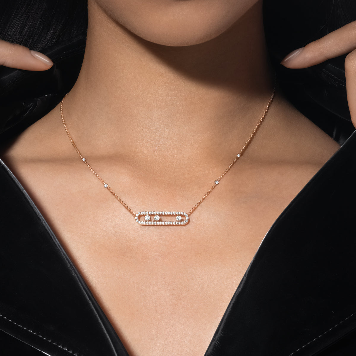 [Aurelle Style] Move Pave_ Rose Gold Diamond Necklace