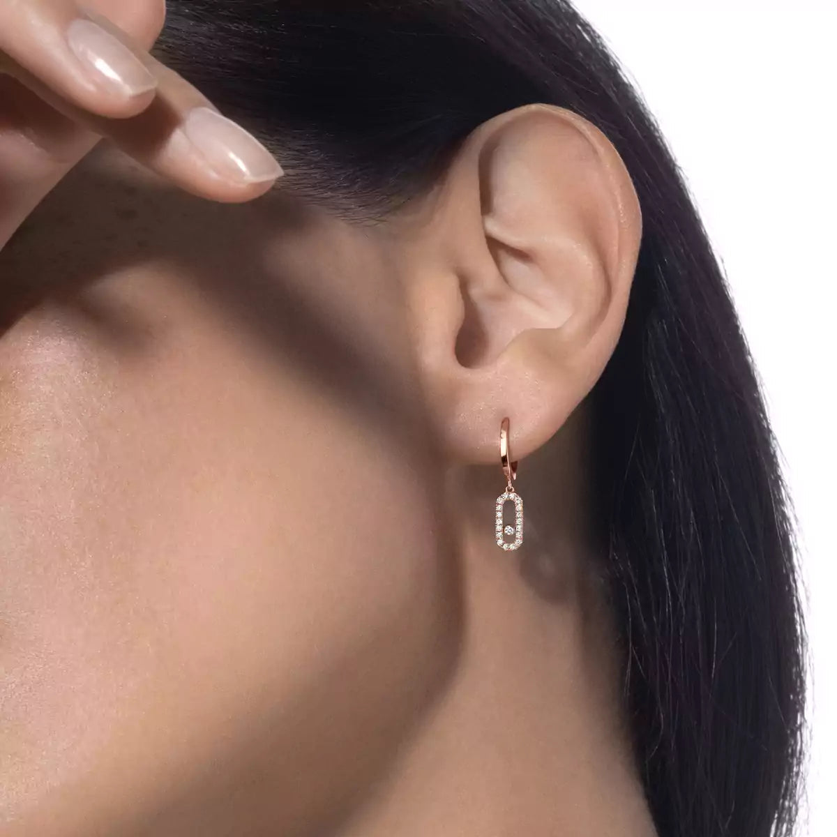[Aurelle Style]Move Uno Single Diamond Hoop Earring