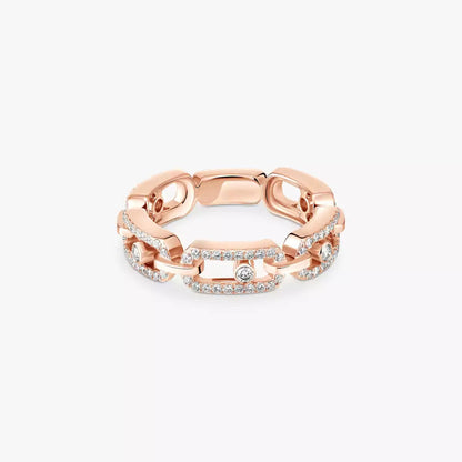[Aurelle Jewelry]Move Link Pave_-Set Diamond Ring in Gold