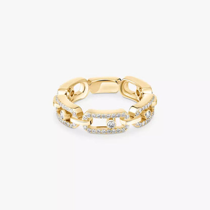 [Aurelle Jewelry]Move Link Pave_-Set Diamond Ring in Gold