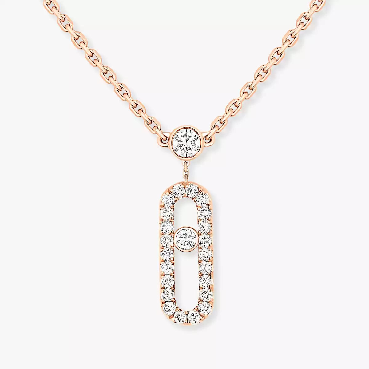 [Aurelle Style]2 Rows Rose Gold Diamond Pave_ Necklace Move Uno
