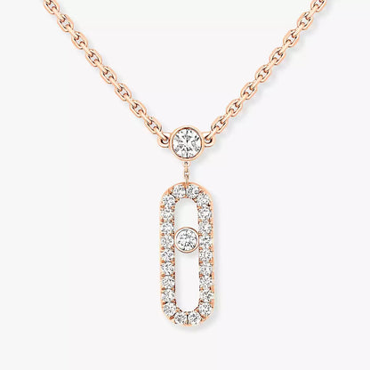 [Aurelle Style]2 Rows Rose Gold Diamond Pave_ Necklace Move Uno