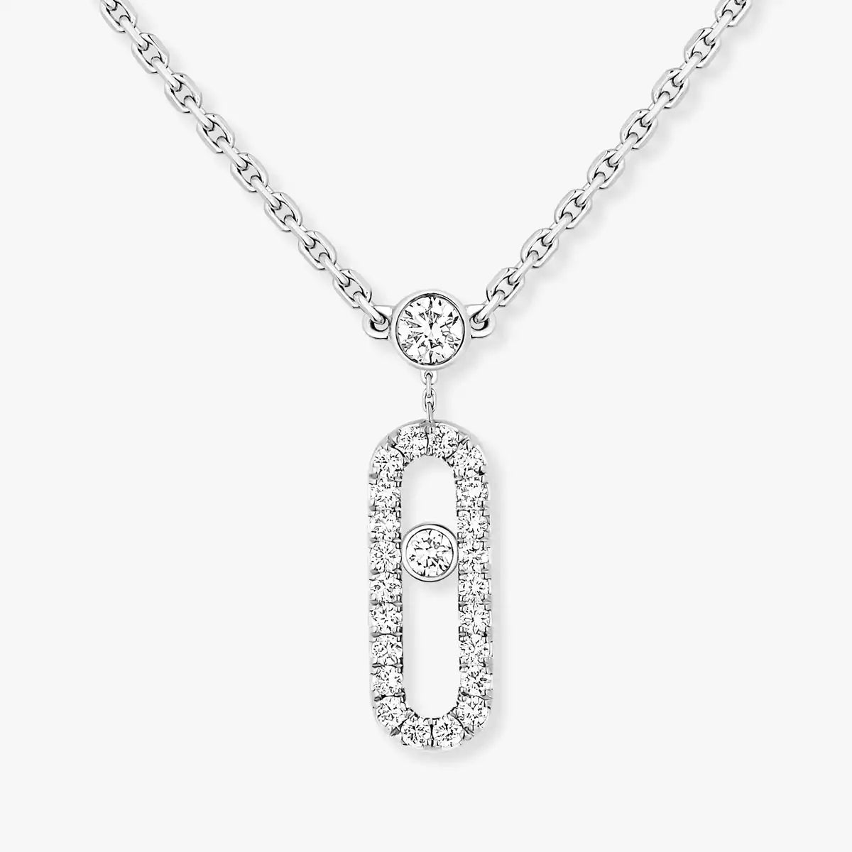 [Aurelle Style]2 Rows Rose Gold Diamond Pave_ Necklace Move Uno