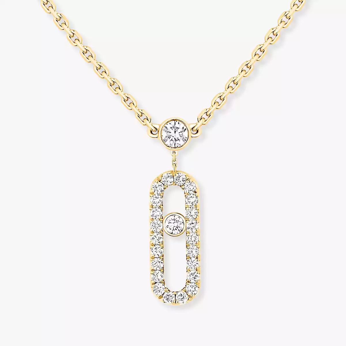 [Aurelle Style]2 Rows Rose Gold Diamond Pave_ Necklace Move Uno