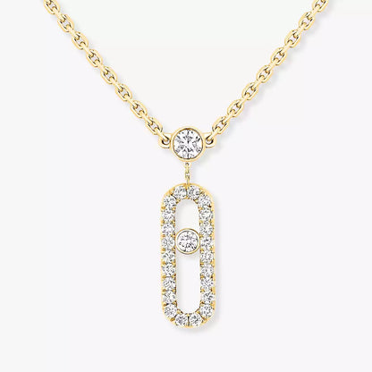 [Aurelle Style]2 Rows Rose Gold Diamond Pave_ Necklace Move Uno