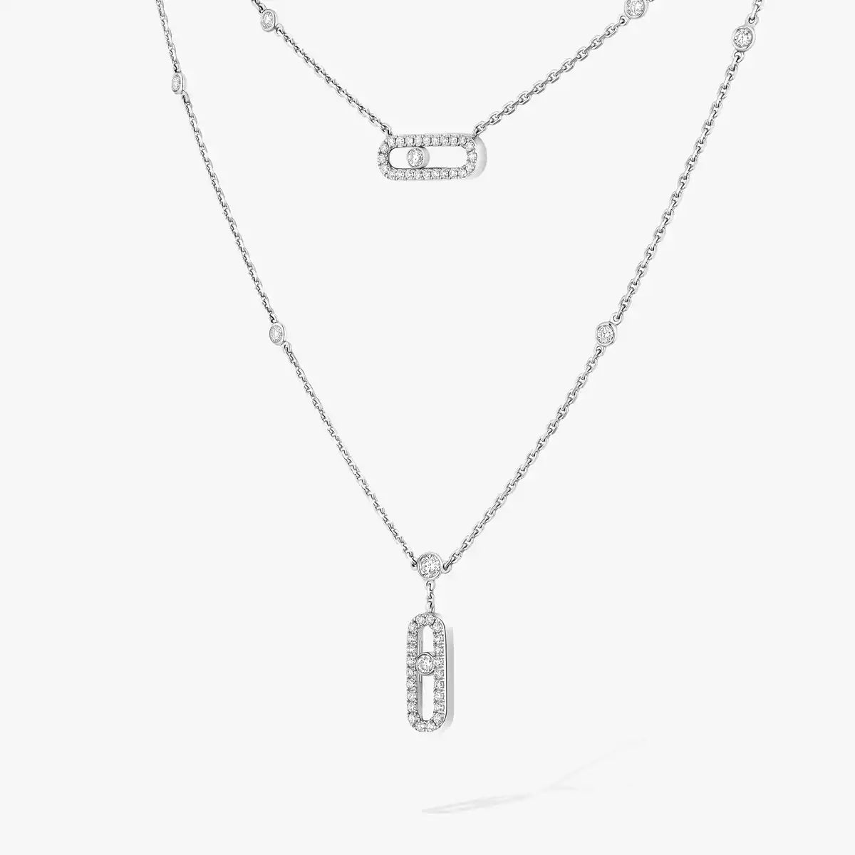 [Aurelle Style]2 Rows Rose Gold Diamond Pave_ Necklace Move Uno