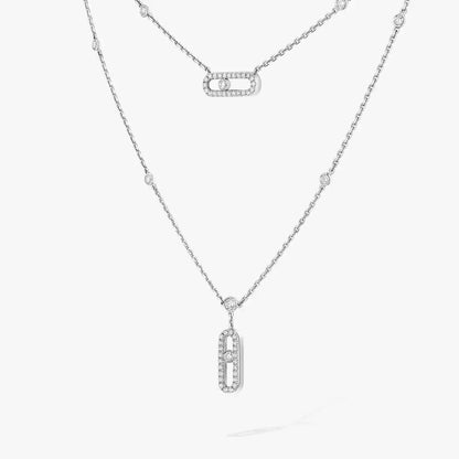 [Aurelle Style]2 Rows Rose Gold Diamond Pave_ Necklace Move Uno